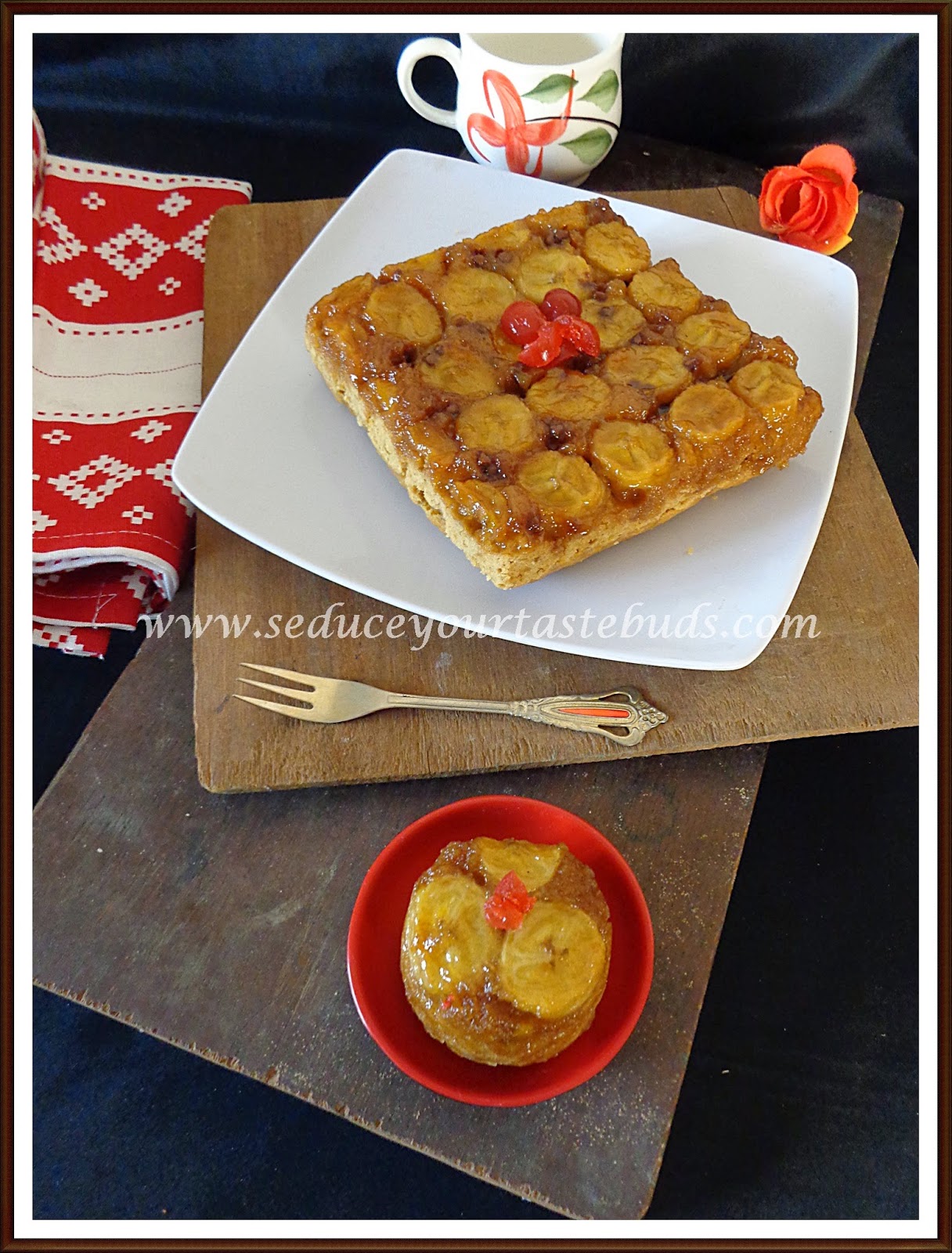 Eggless Whole Wheat Jaggery Banana Upside Down Cake Seduce Your