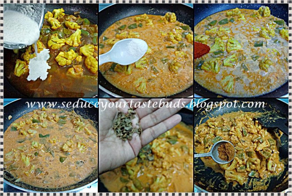 method of preparation of Cauliflower capsicum masala