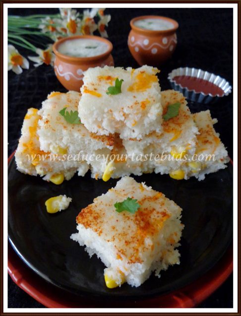 How to make Quick Sweet Corn - Carrot Dhokla