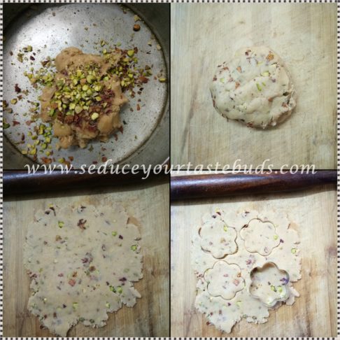 Eggless Rose Pistachio Cookies Recipe